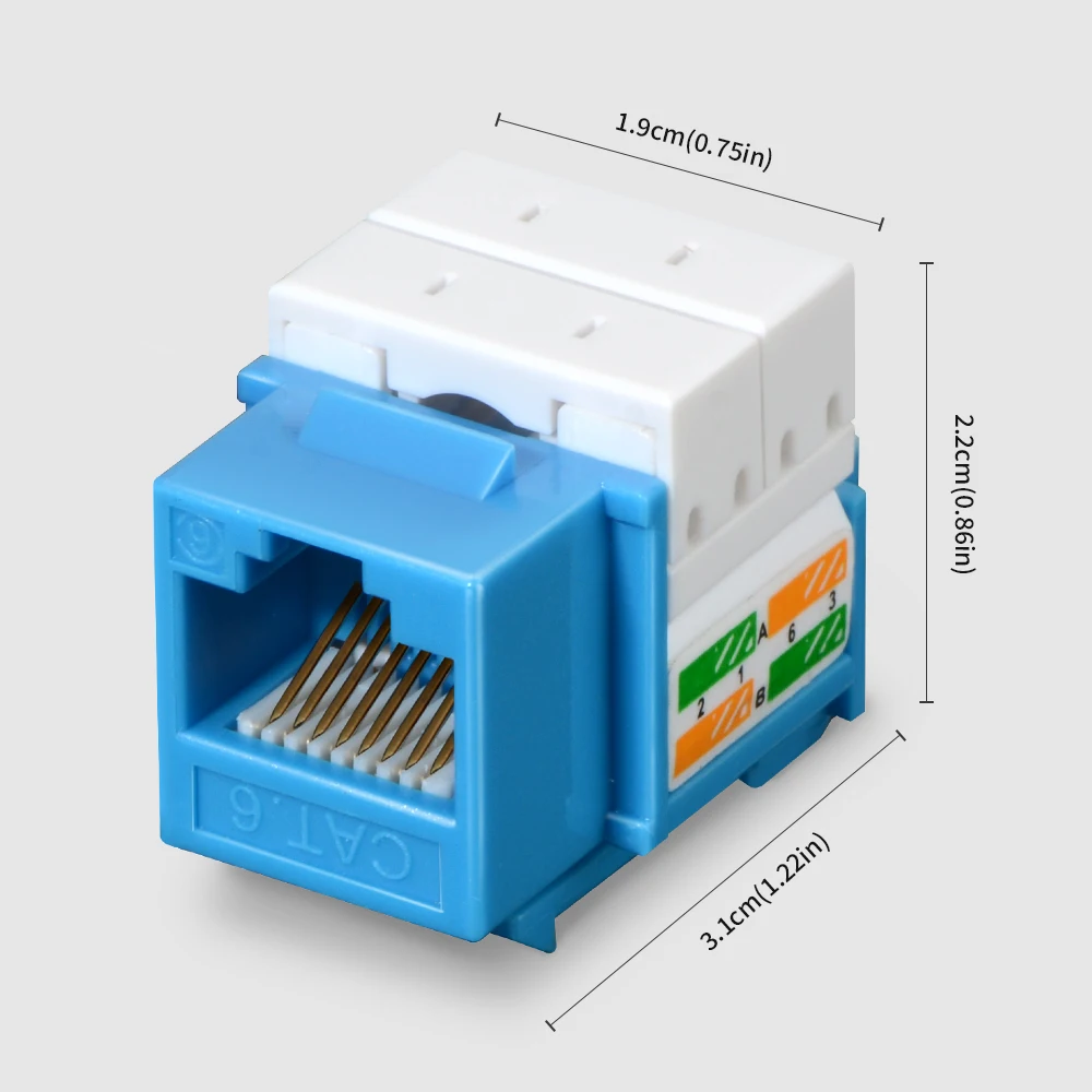 90-Degree Cat6 RJ45 Keystone Jack, Ethernet Wall Keystone Module, Not Compatible with Patch Panel,Fits Wall Plate/Surface Mount
