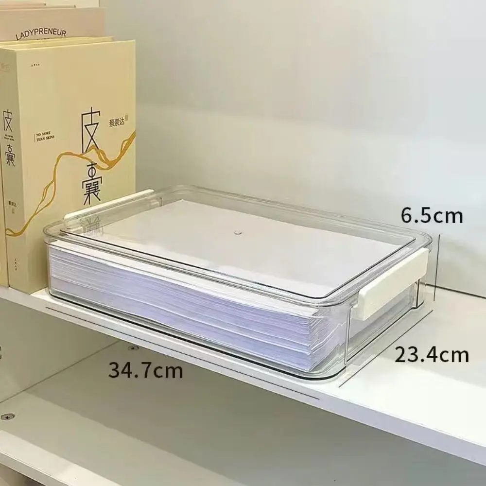 Transparent Desktop Paper Storage Box Plastic Large Capacity A4 Paper Storage Box Space-saving Portable Packing Box Office