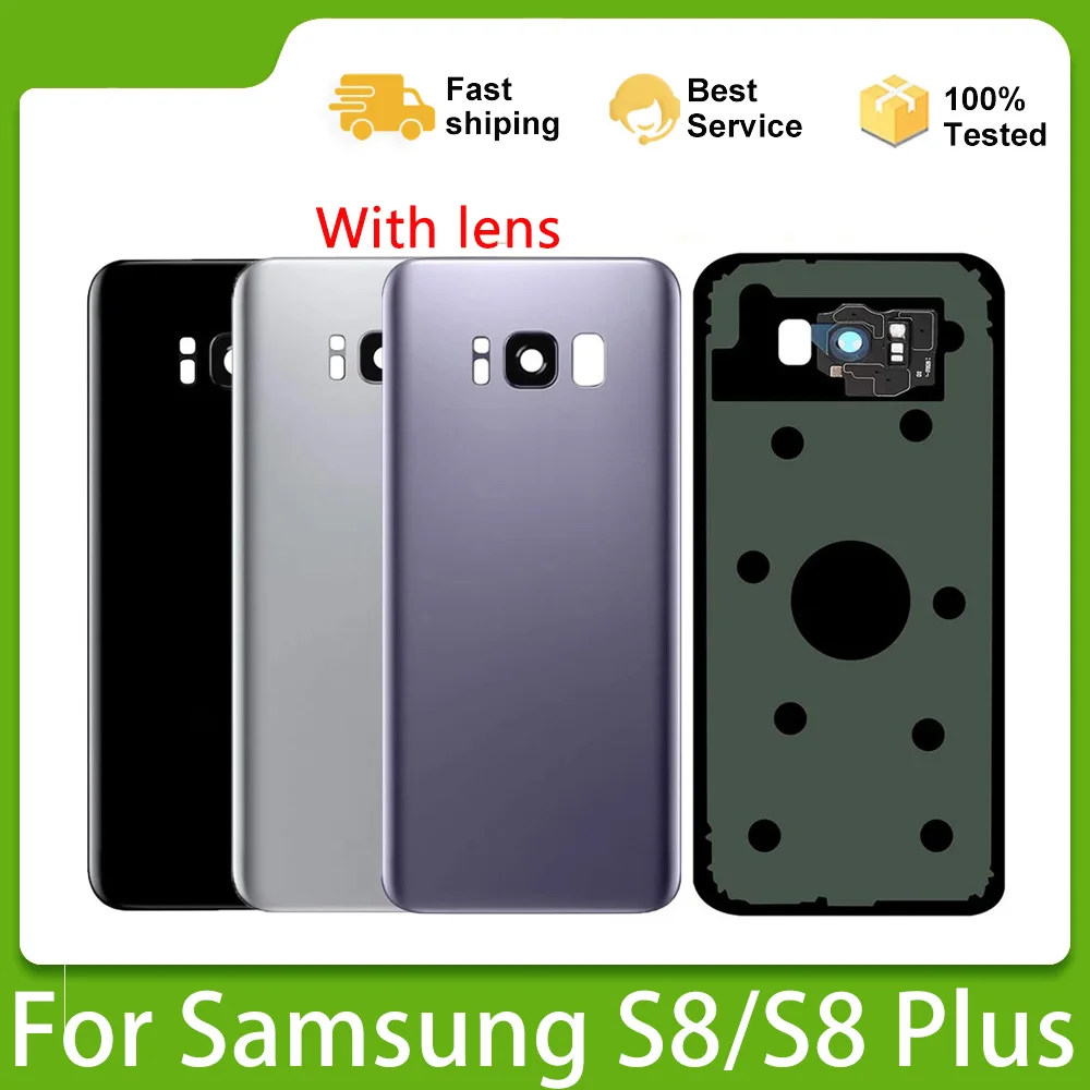 High quality For Samsung Galaxy S8 G950 G950F Battery Back Cover Rear Door S8 Plus G955 G955F Glass Panel Housing Case Replace