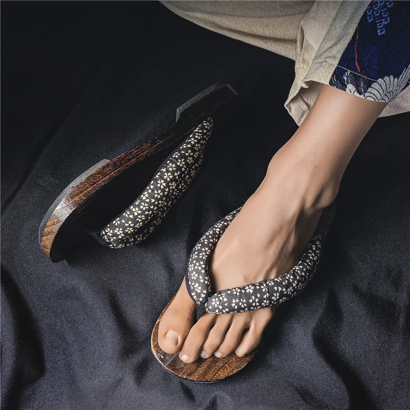 Man Slipper 2022 New Japanese Herringbone Slippers Wooden Clogs Geta Flip Flops Anti Slip In Summer Cos Shoes