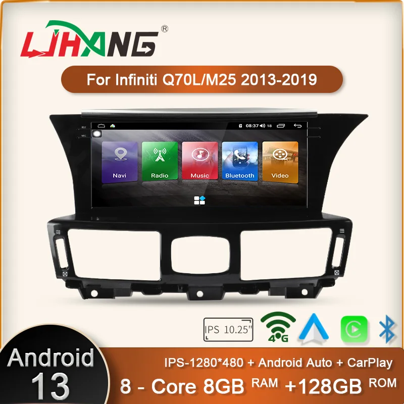 

Ljhang 10.25" 8+128GB Android 13 Car Multimedia Player For Infiniti Q70 Q70L M25 M35 M37 GPS Radio Stereo Carplay 1280*480P