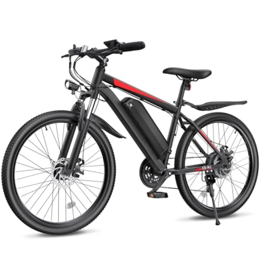 

Electric mountain bike for adults, aluminum alloy frame, black, 1000W peak motor with 20MPH speed and 50-mile range