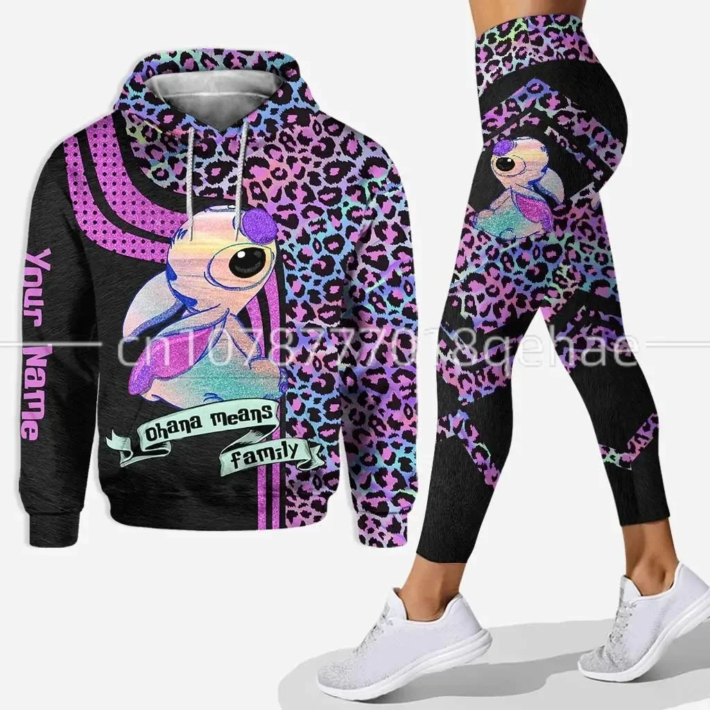 Disney Stitch and Angle 3D Hoodie and Leggings Women's Set Yoga Pants Sports Yoga Hoodie Leggings Fashion Sportswear Suit