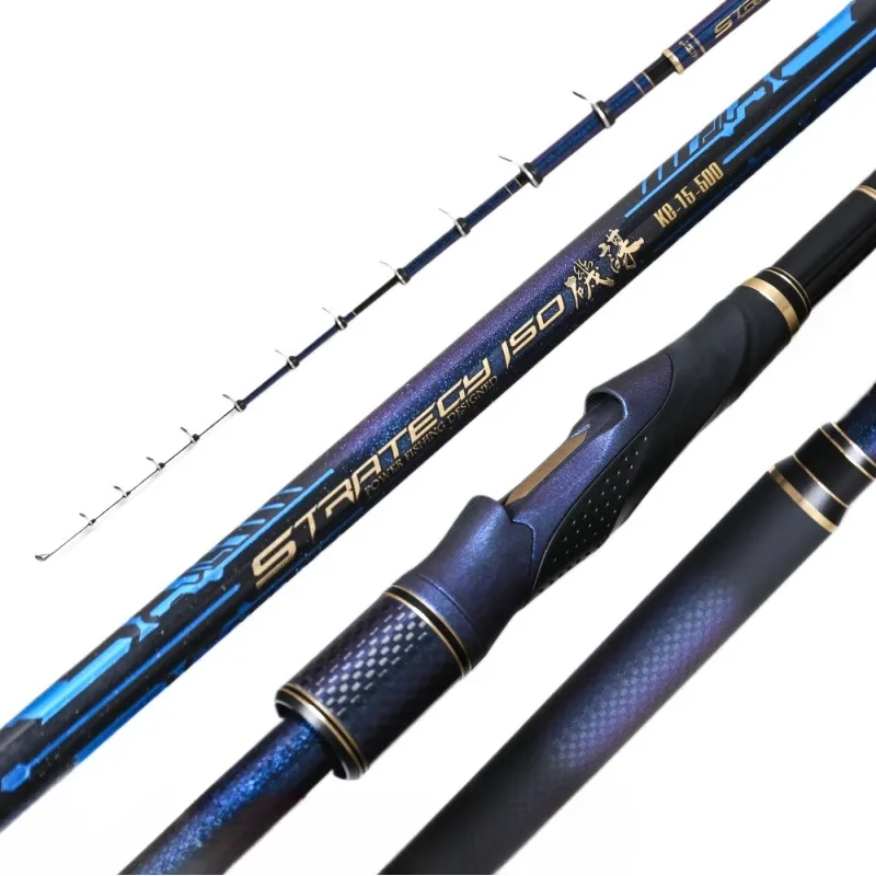 Rock Fishing Rod Carbon Ultralight Professional Sea Fishing Rod 5m Solid Rod Tip Inclined Guide Ring Spiral Reel Seat No.0.6-2.0