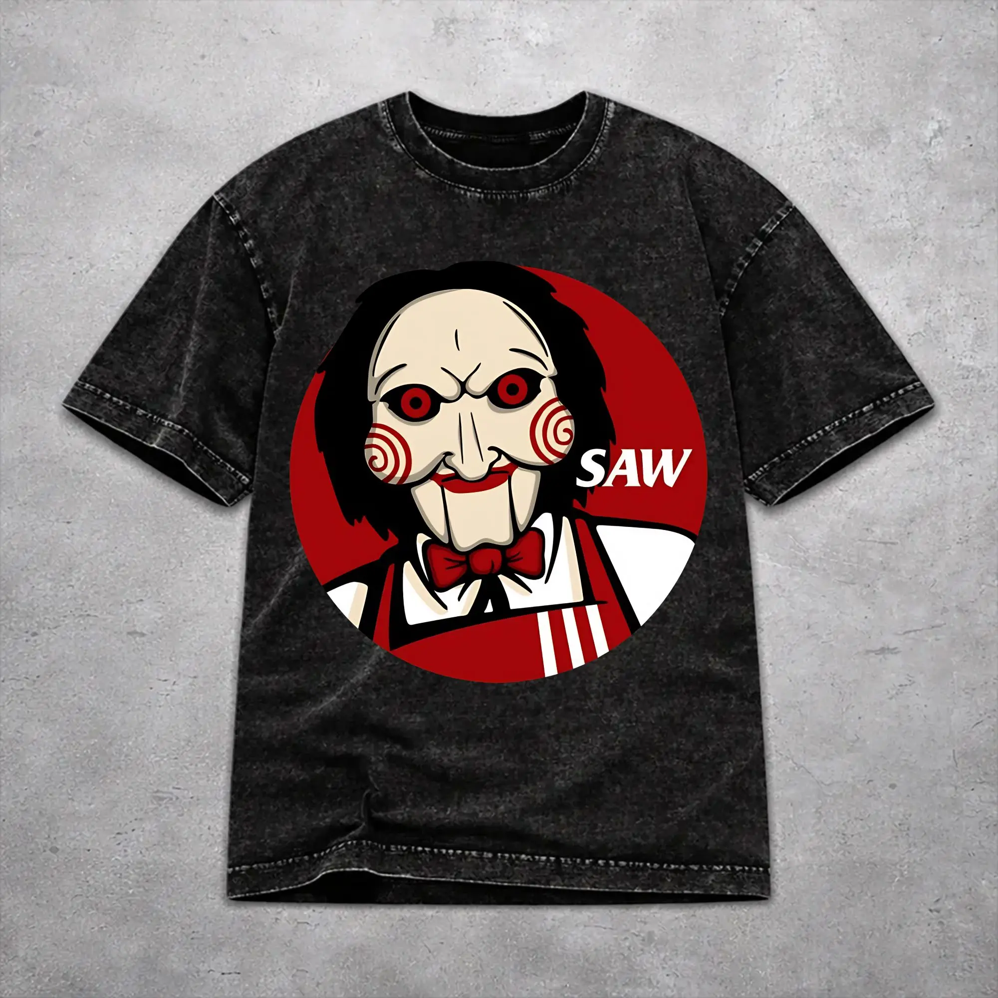 Oversize Saw Horror Movie Merch T Shirt for Men Women  Washed Style Tee Shirts Clothing