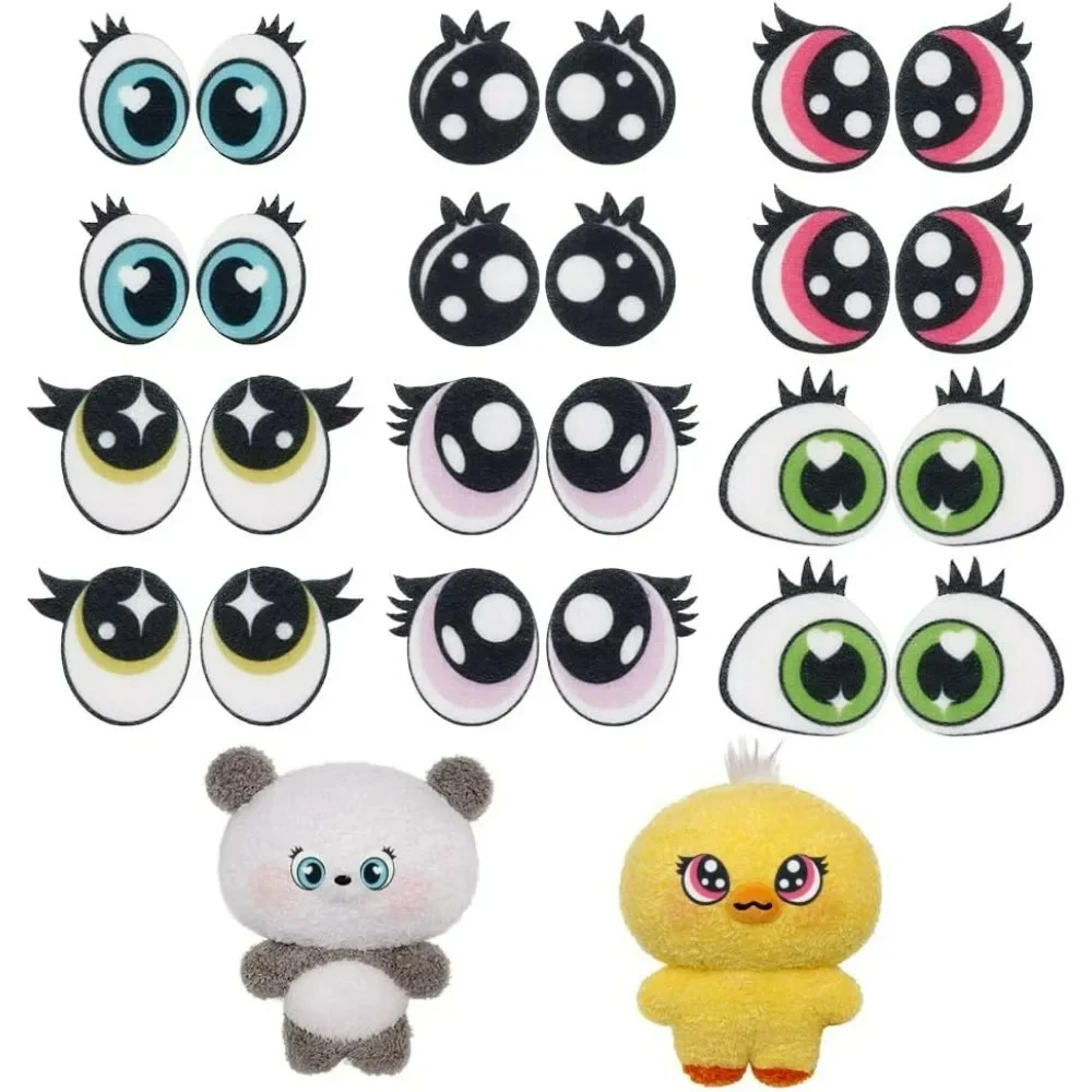 

48 Pairs 6 Styles Felt Eyes for Crafts Plush Animals Making Eyes Felt Eyes with Lashes Large Crochet Eyes for DIY Crochet Animal