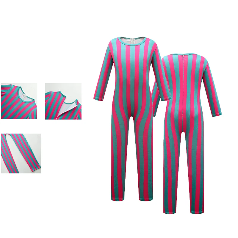 Kids Children Ken Cosplay Costume Barbier Boys Striped Pink Plush Pyjamas Jumpsuit Girls Roleplay Outfit Halloween Carnival Suit