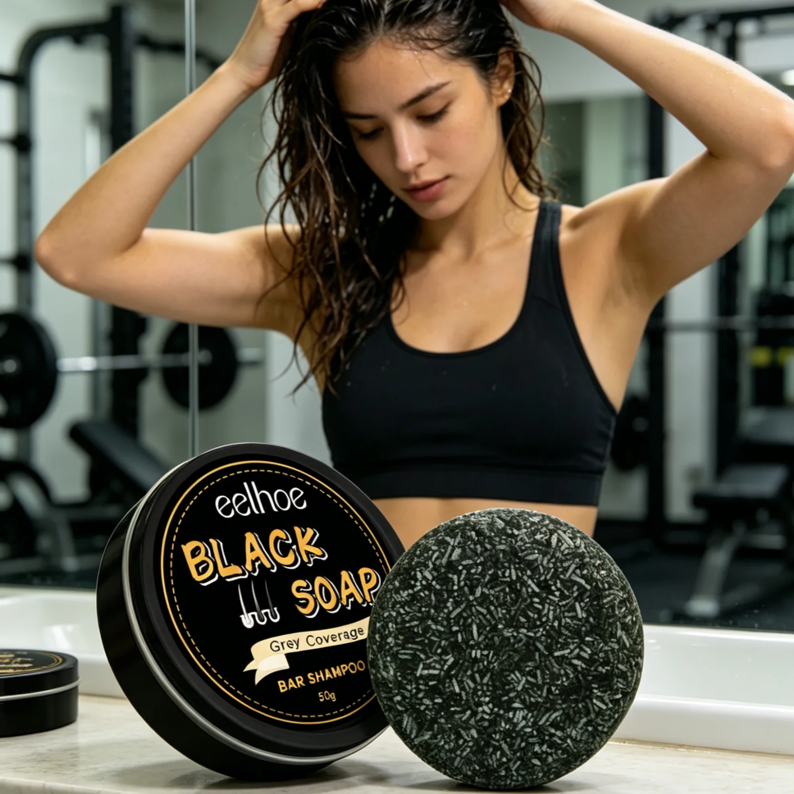 EELHOE Black Soap Deep Nourishment Long Lasting Moisturizing Powerful Cleaning Soft Smooth Hair Revitalizing Natural Shampoo Bar - view 6