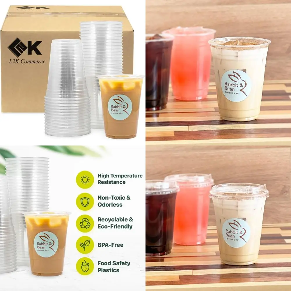 

Одноразовые прозрачные пластиковые чашки для кофе со льдом, 16 унций, упаковка из 500 шт., идеально подходят для кофейни и общественного питания