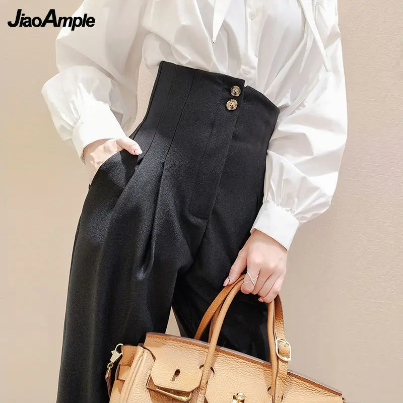 Korean Women\'s High Waist Suit Ankle-Length Pants 2022 Spring New Office Lady Elegant Black Trousers Fashion Slim Work Clothing