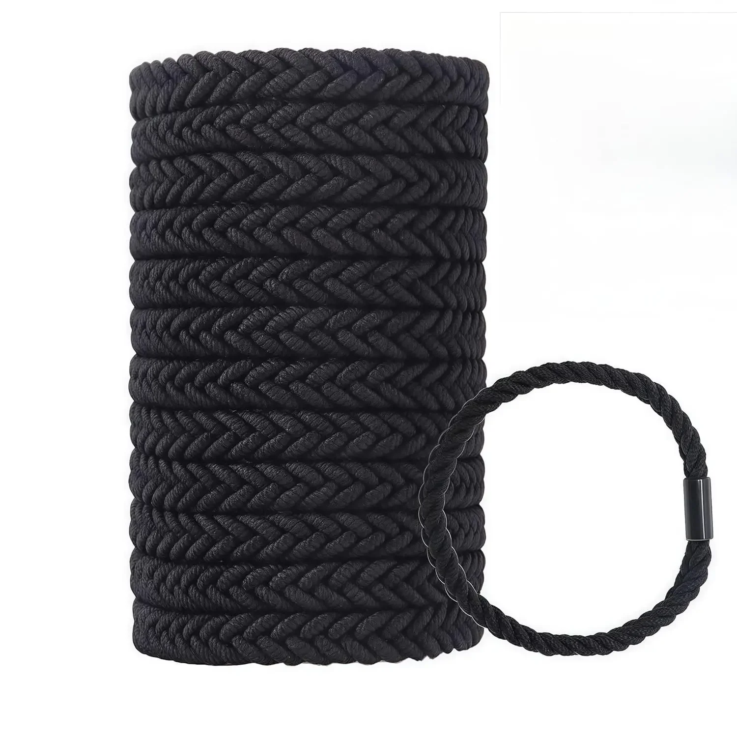 

Large Braided Mens Hair Ties for Man Hair Bands for Long Hair Men Bun, Black Pony Tails Ties for