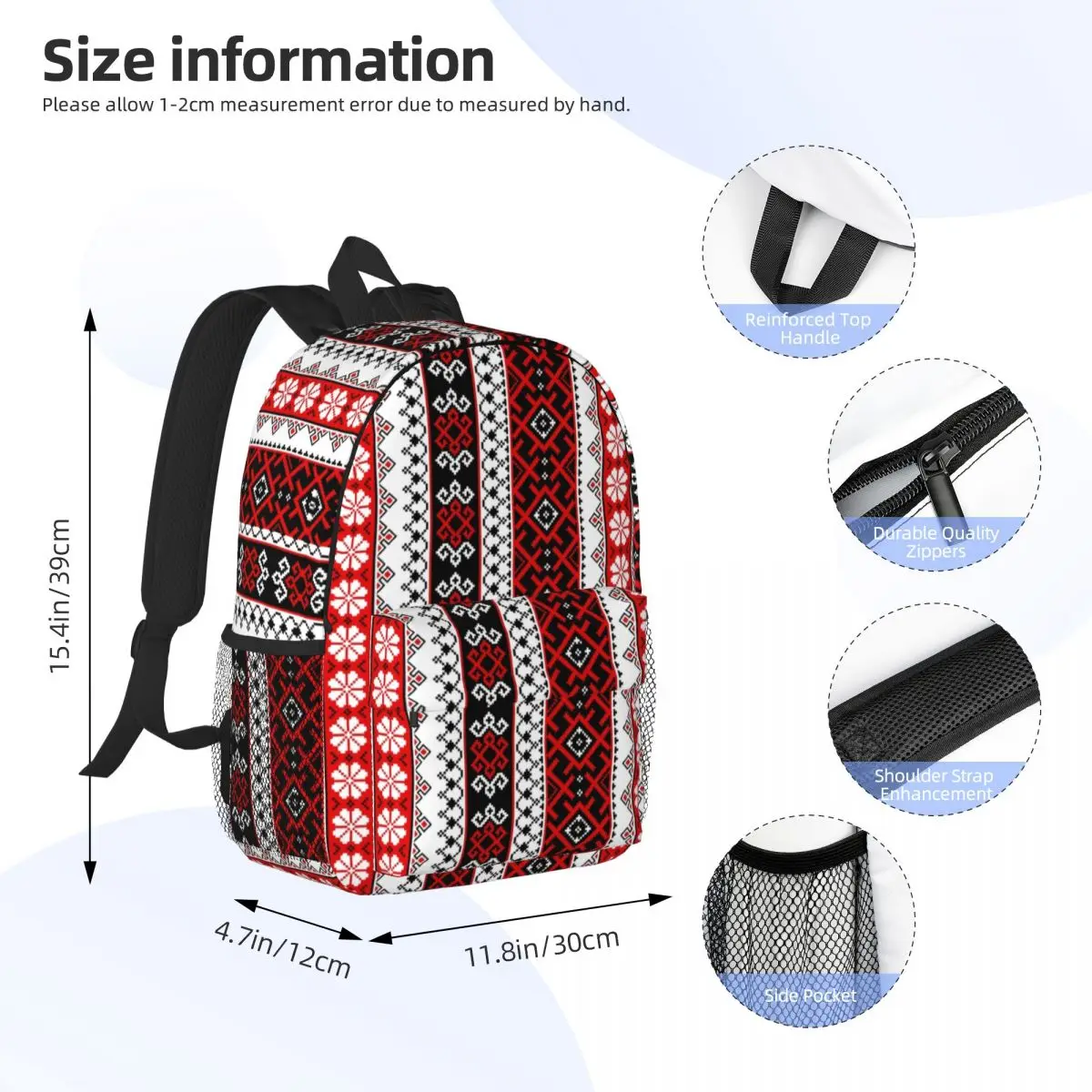 Bold Colorful Ukraine Style Vyshyvanka Embroidery Backpacks Bohemian School College Travel Bags Bookbag Fits 15 Inch Laptop