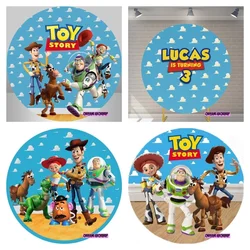 Woody Slinky Dog Toy Story Disney Backdrop Baby Shower Kids Girls Birthday Baby Shower Party Decorations Round Fabric Background