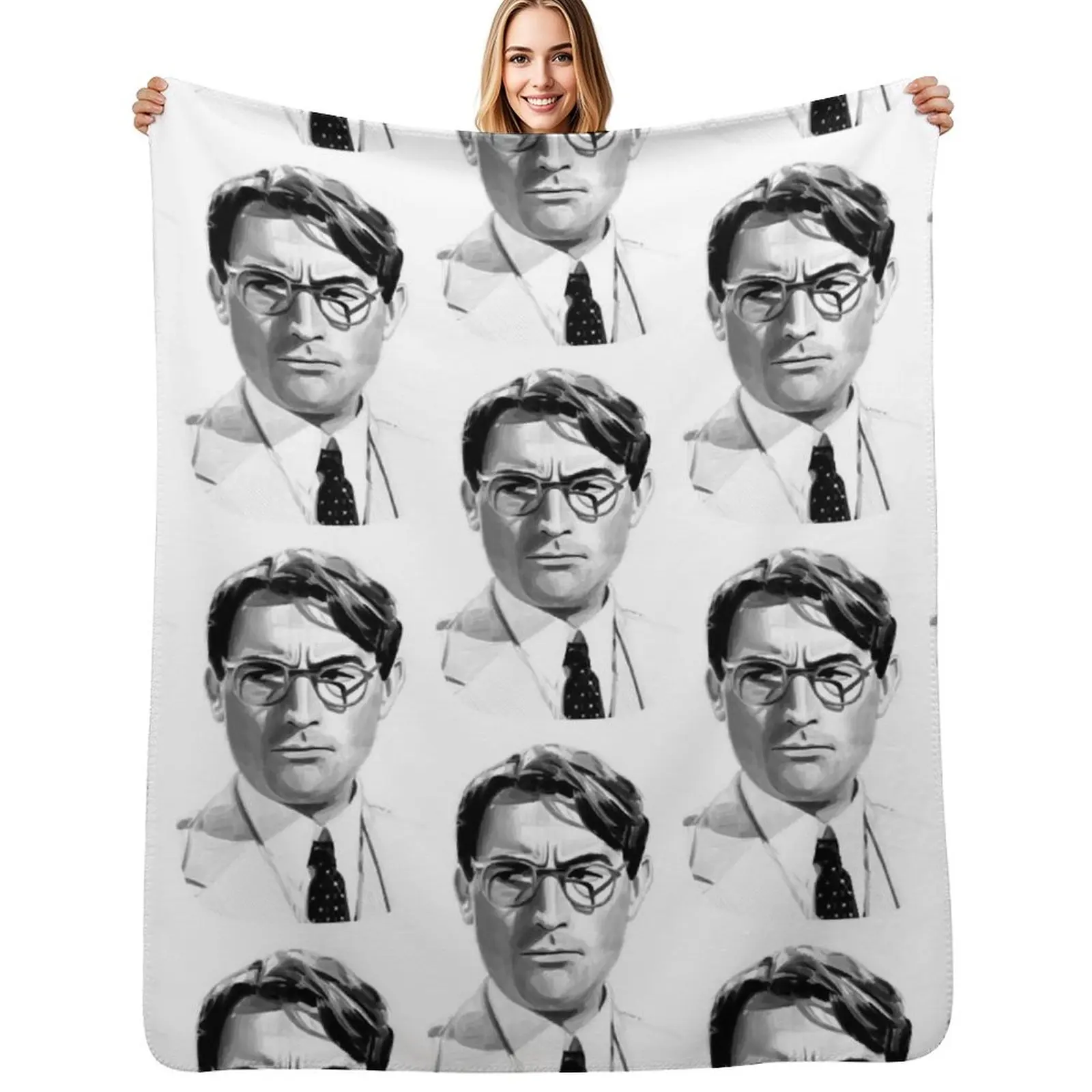 

Atticus (black and white) Throw Blanket Luxury Thicken Custom Single Weighted Blankets