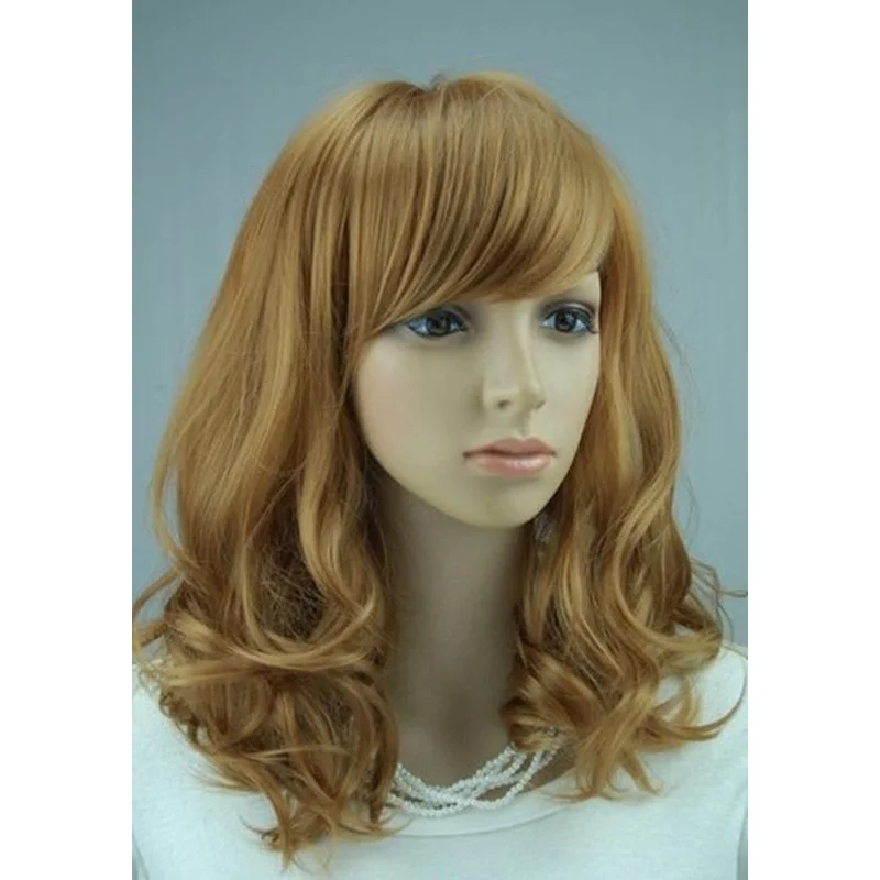 Hot Sale Top Quality Lovely Medium Wavy Strawberry Blonde Wig 16 Inches