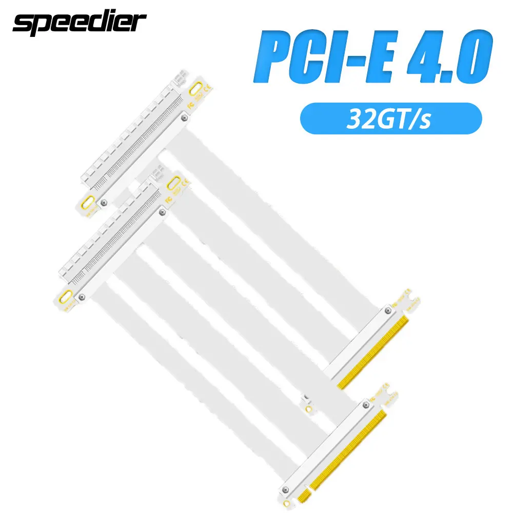 

Extreme4+ PCIe 4.0 X16 Riser Cable White Twinax Shielded PCI Express Gen4+ Flexible Shielded Riser Extender Gaming 180° GPU