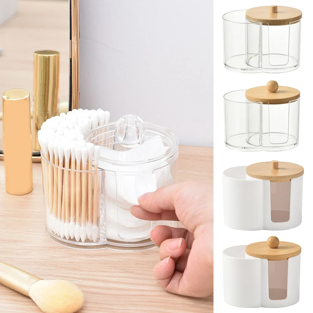 Jar Cotton Swab Box Cotton Round Pad Holder Powder Puff  Box Multifunction Makeup Organizer Bathroom Durable Portable