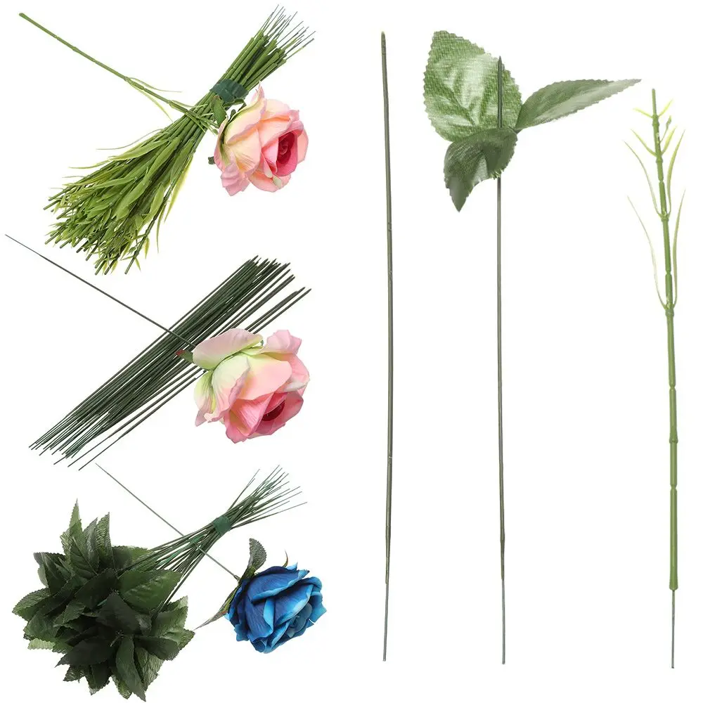 25pcs/set DIY Iron Wire Garden decoration Soap Rose Branch Flower Stub Artificial Branches Paper Stems Flower Twigs