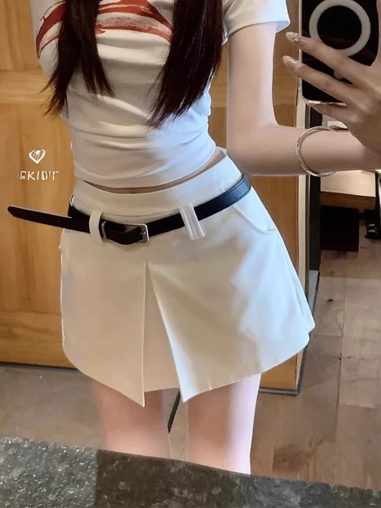 

Юбка А-силуэта с высокой талией в корейском стиле, с разрезом, женская, модная, весенняя новинка, утягивающая, средней длины