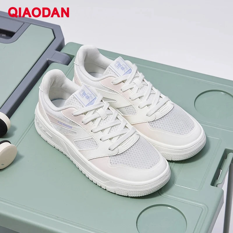 

QIAODAN Women Sneakers 2025 Summer Low-top Mesh Breathable Sports Shoes Casual White Thick Sole Skateboarding Shoes XM26240522F