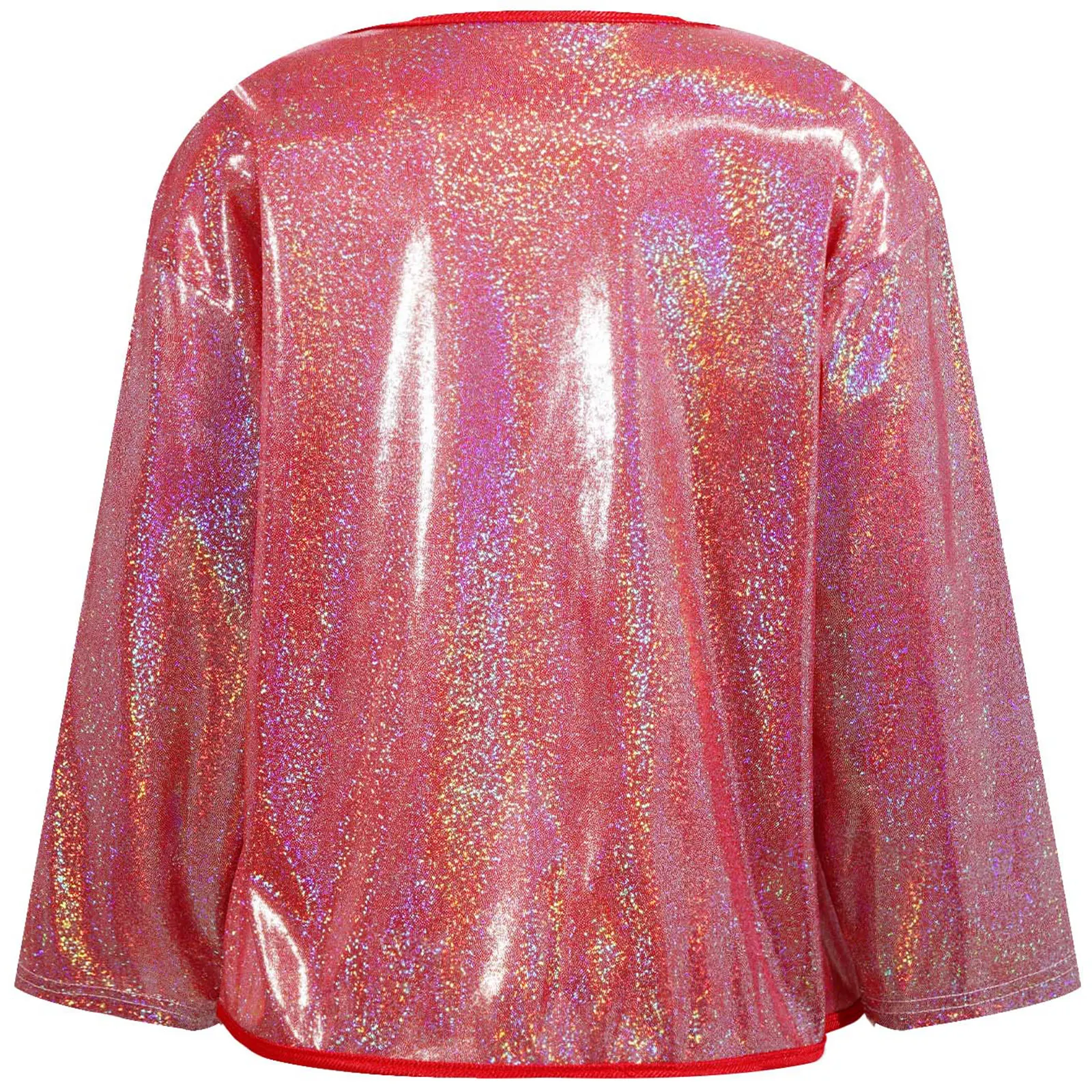 Kids Girls Glittery Cardigan Long Sleeve Open Front Coats Jackets Street Dance Stage Performance Costume Children's Outerwear