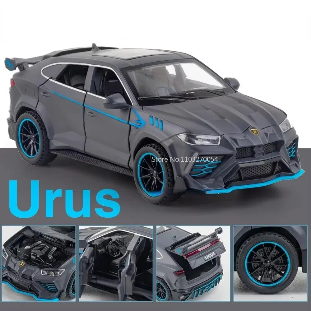 Juguetes de aleación URUS V12 a escala 1:32, modelo de coche fundido a presión, puertas de Metal, sonido abierto, luz, vehículos extraíbles, modelos, juguetes para niños, adornos
