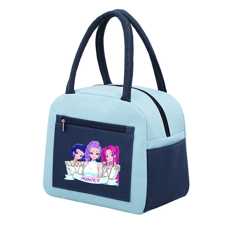 Cartoon KPop Demon Hunters Portable Lunch Bags Anime Cute Figures Freezer Camping Picnic Insulation Bag School Storage Handbag