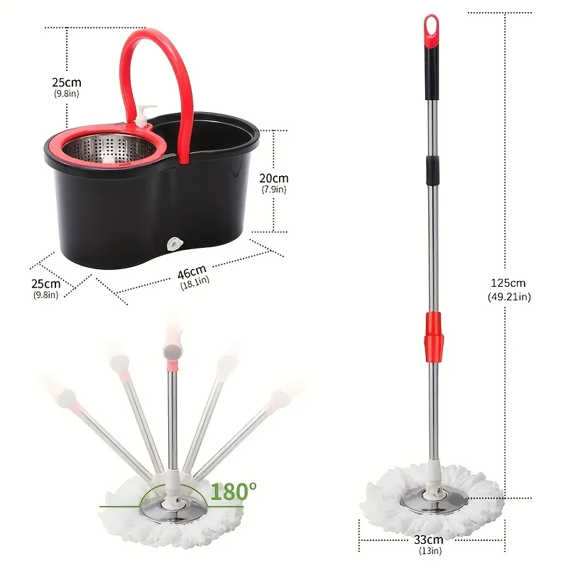 

Dual-Drive 360° Spin Mop Set with Bucket Hands-Free Wringing for Wet & Dry Floor Cleaning