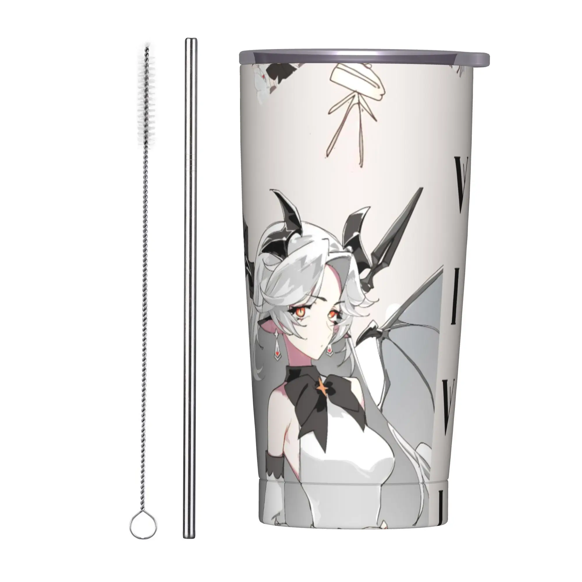 Trickcal C-Chibi Go Games Insulated Tumbler with Straws  Vacuum Thermal Mug Office Home Car Bottle Cups 20oz