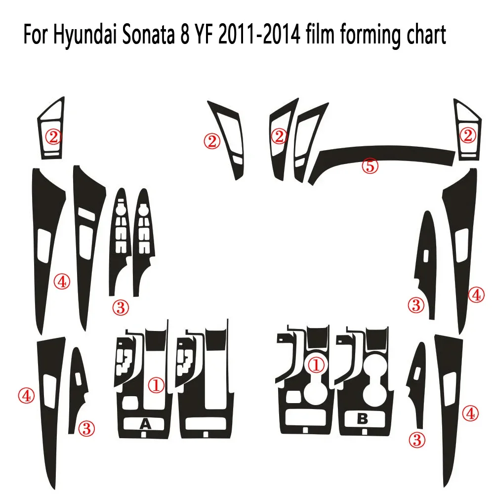 

Для Hyundai sonata 8 2011-2013 внутренняя Центральная панель управления дверная ручка 5D наклейки из углеродного волокна Переводные картинки аксессуары для стайлинга автомобиля
