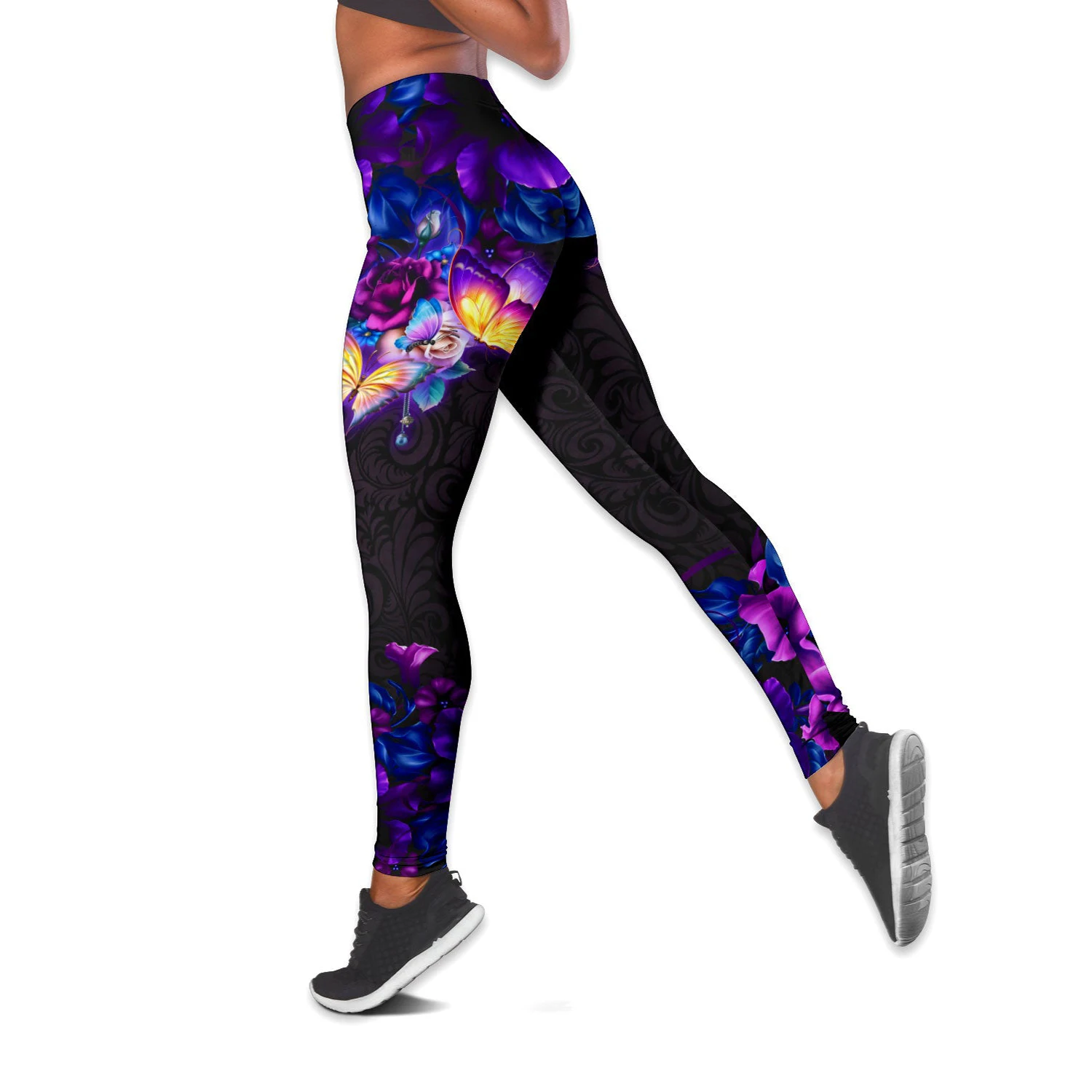 CLOOCL, mallas para mujer con estampado de mariposas y animales, pantalones de moda para mujer para entrenamiento al aire libre, pantalones para correr con realce