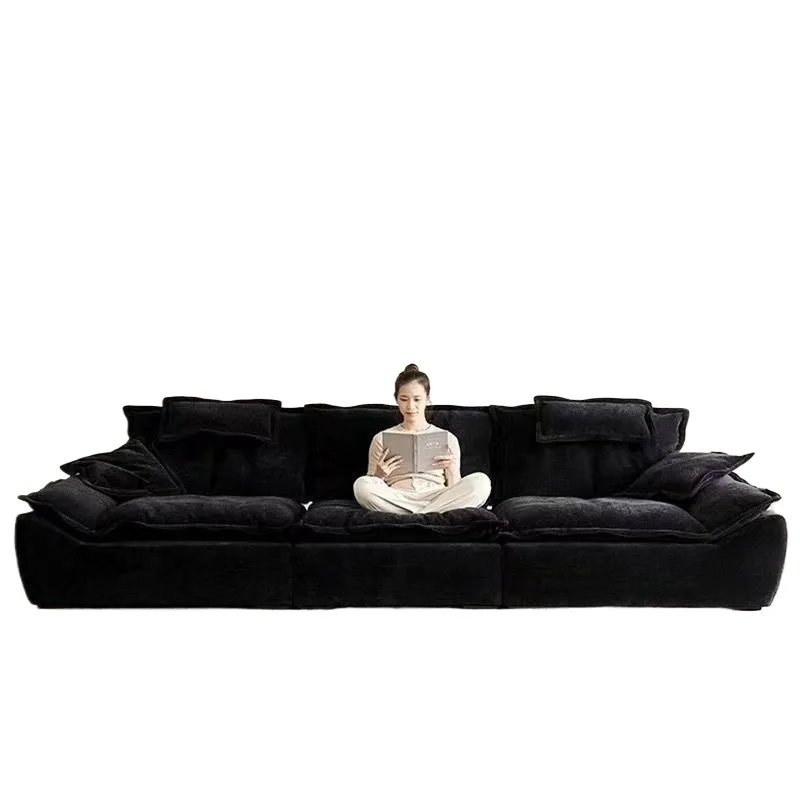 Sailing backrest adjustable living room small apartment straight row chenille fabric sofa