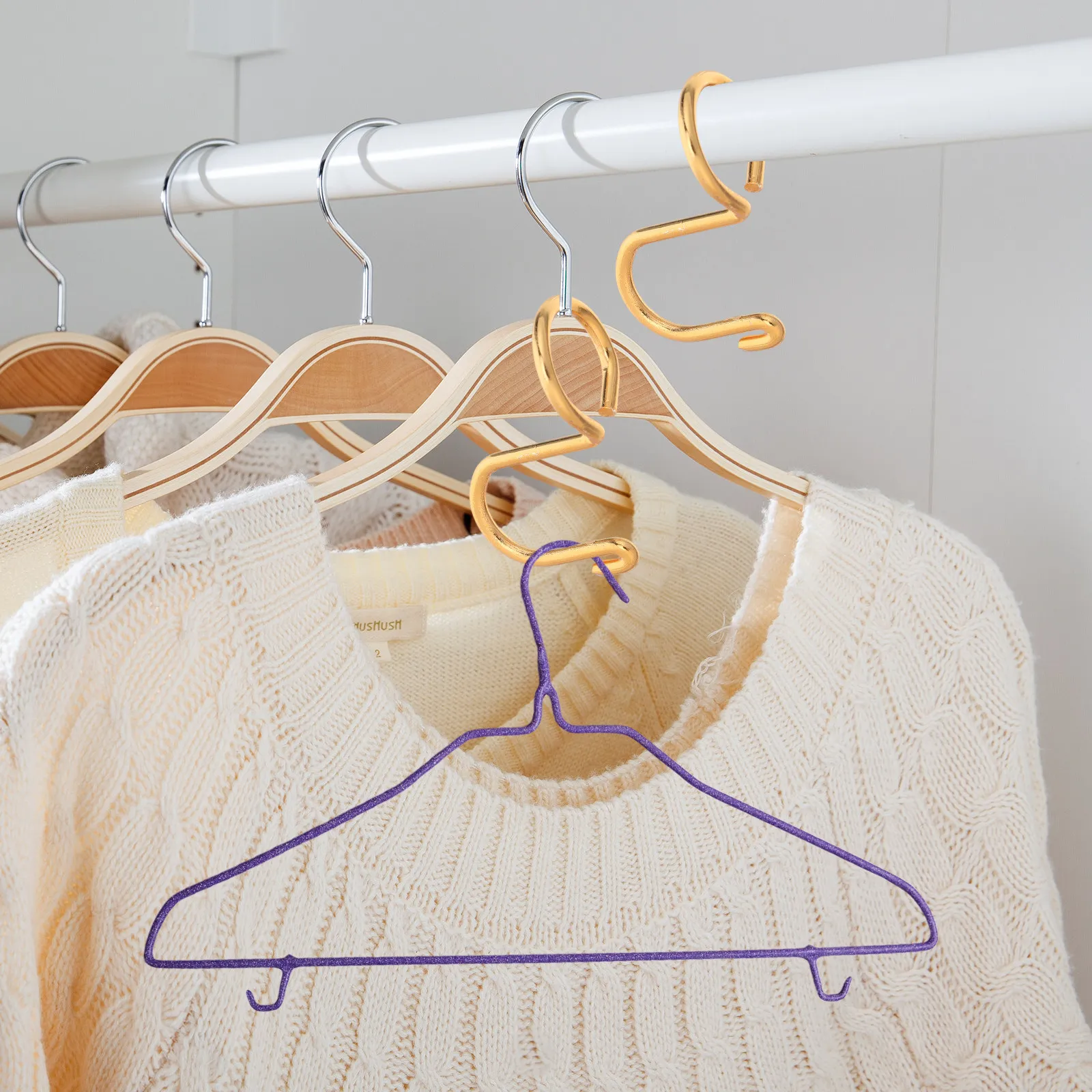 10Pcs Wardrobe Hanger Connector Hooks Space Saving Clips Cascading Closet Organizer Clothes Hanger Extender Hooks Stable Metal