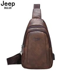 JEEP BULUO Brand Men Chest Bags Crossbody Shoulder Sling Bag Fashion Teenager Fashion Leather Male Travel Bags High Quality New