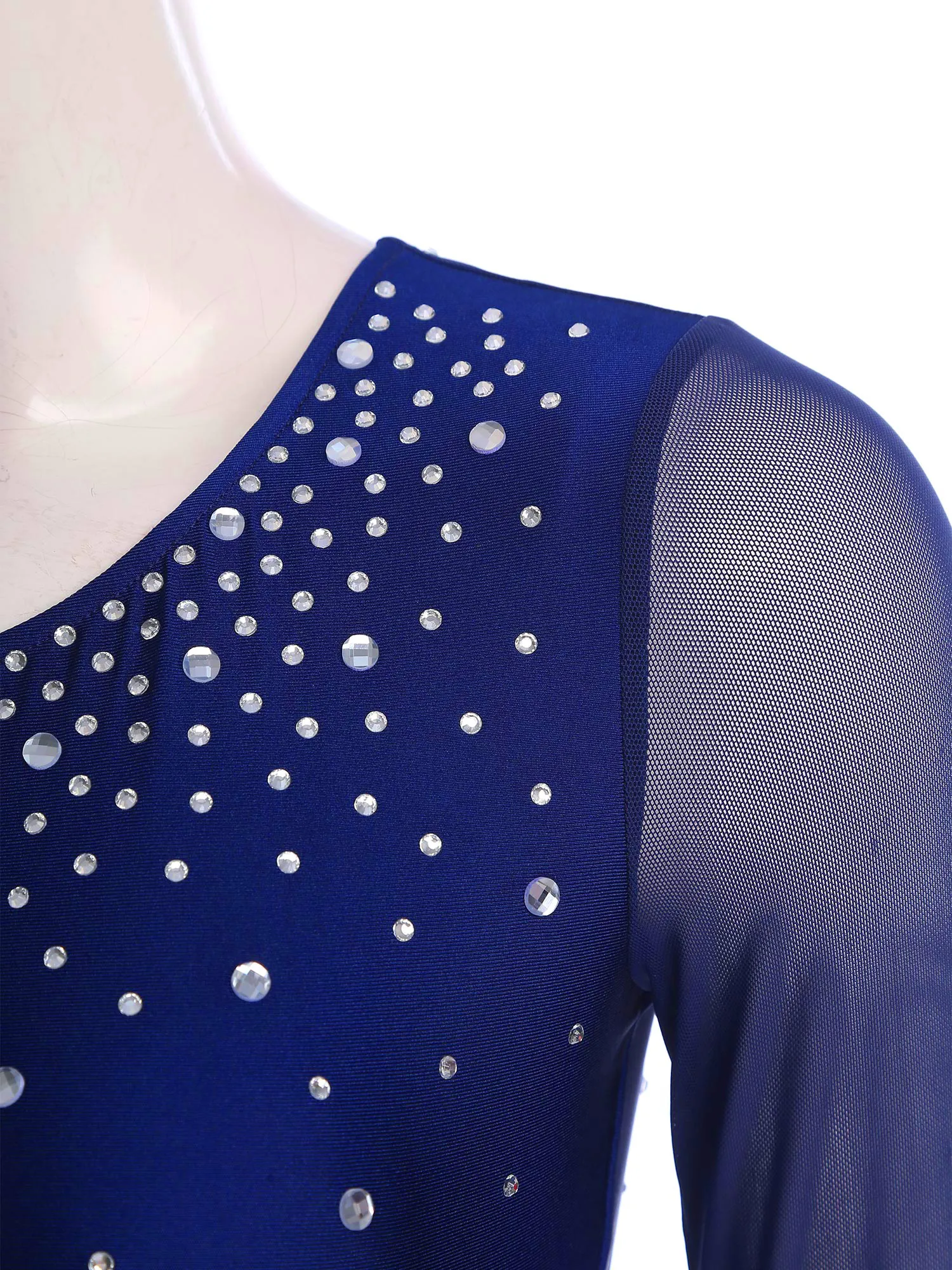 Women Rhythmic Gymnastics Figure Skating Leotards One Shoulder Glittery Rhinestone Tassel Fringe Bodysuit Latin Ballet Dancewear