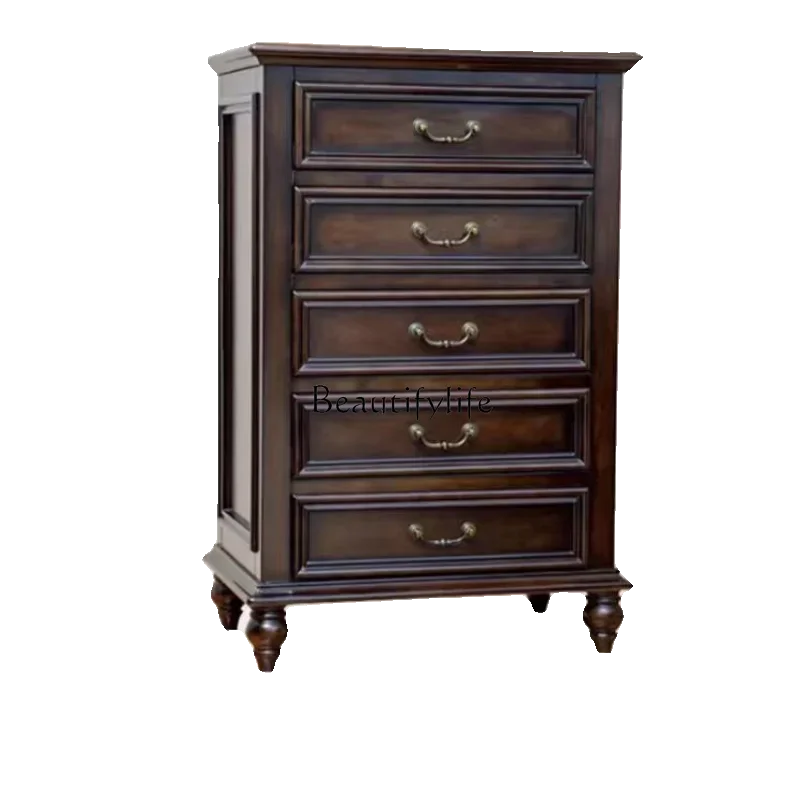 

1LXAmerican retro solid wood chest cabinet ash wood custom drawer storage nine chest cabinet