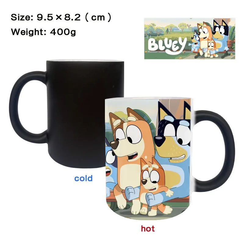 

Новая кружка Bluey, 400 мл, креативная, с эффектом изменения цвета, керамическая, термокружка для кофе, креативный подарок на день рождения, товары для повседневного использования