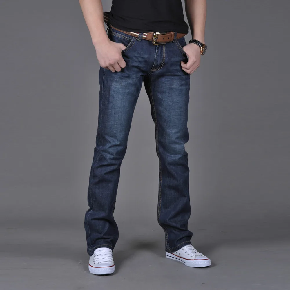 

Men's Jeans Autumn Thin Pants Straight Blue Jean Baggy Casual Work Denim Pant High Elasticity Wide Leg Business Male