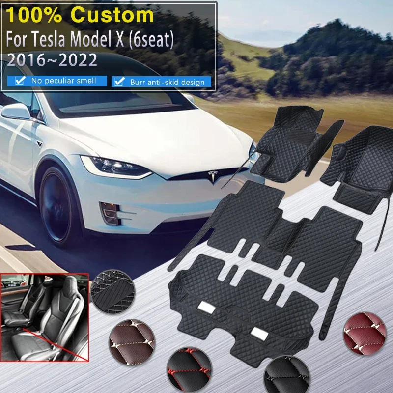 

Качественные автомобильные коврики для Tesla Model X 2016 ~ 2022 6-местный второй ряд без поручней, противогрязевая накладка, внутренние детали, напольная накладка для автомобиля Acc