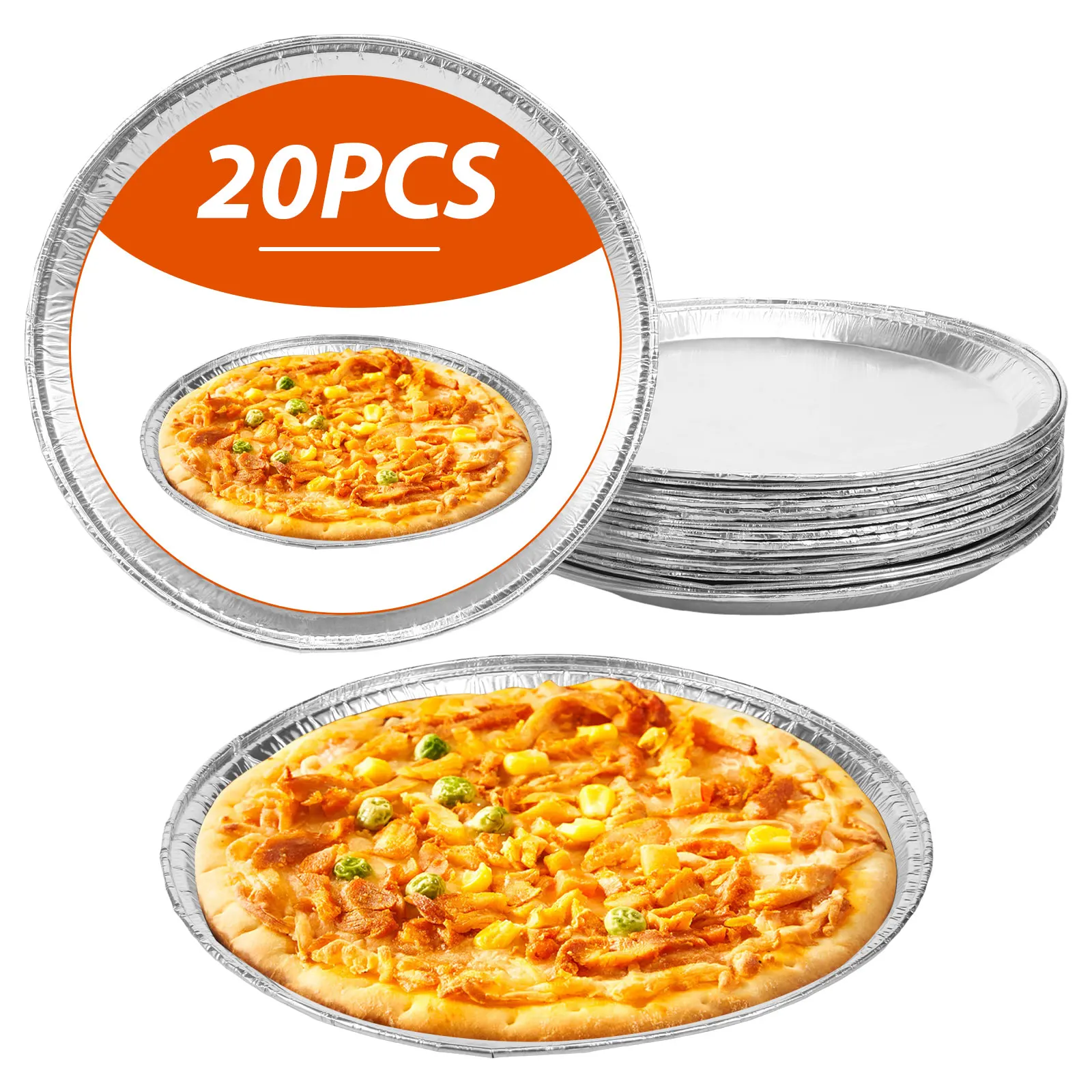 20 piezas bandeja redonda para Pizza de 10/12 pulgadas, bandeja desechable de papel de aluminio para servir Pizza, latas para pasteles y galletas con Chip de Chocolate, utensilio de cocina para hornear
