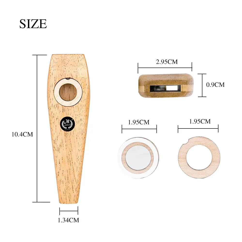 Wooden Kazoo Whistle Portable Woodwind Musical Instrument for Party Gifts Diaphragm Mouth Flute Harmonica Guitar Companion