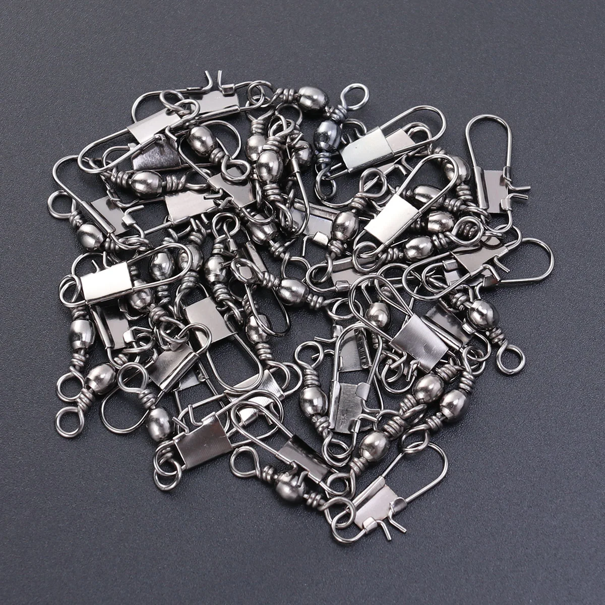 

30 Pcs Griddle Fishing Connector Barrel Swivels Hook Ball Bearing Black