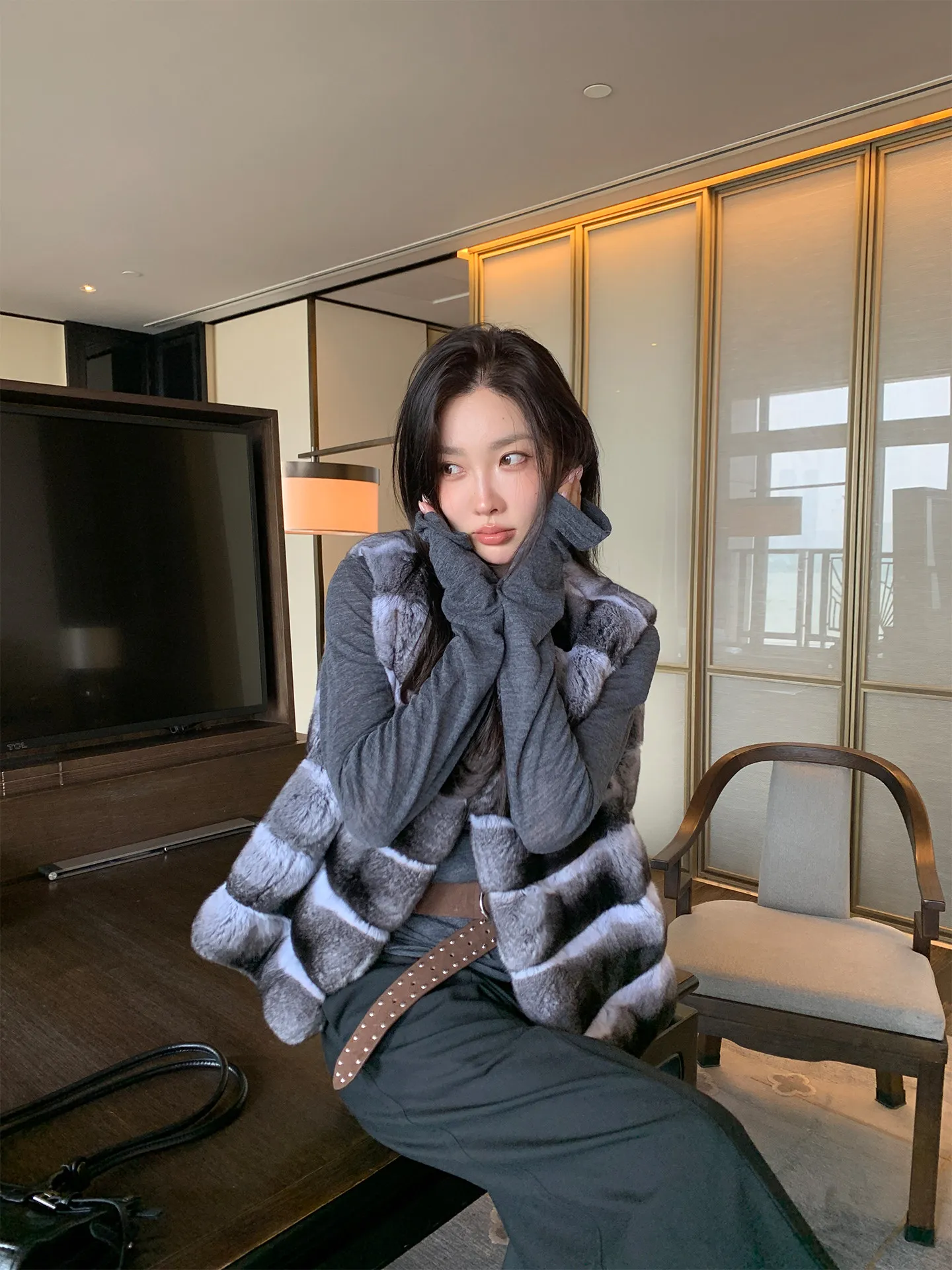 Tcyeek Luxury Natural Mink Fur Vest Women New in Coats Totoro Whole Mink Sleeveless Jacket Woman Fashion Winter Clothes Casaco