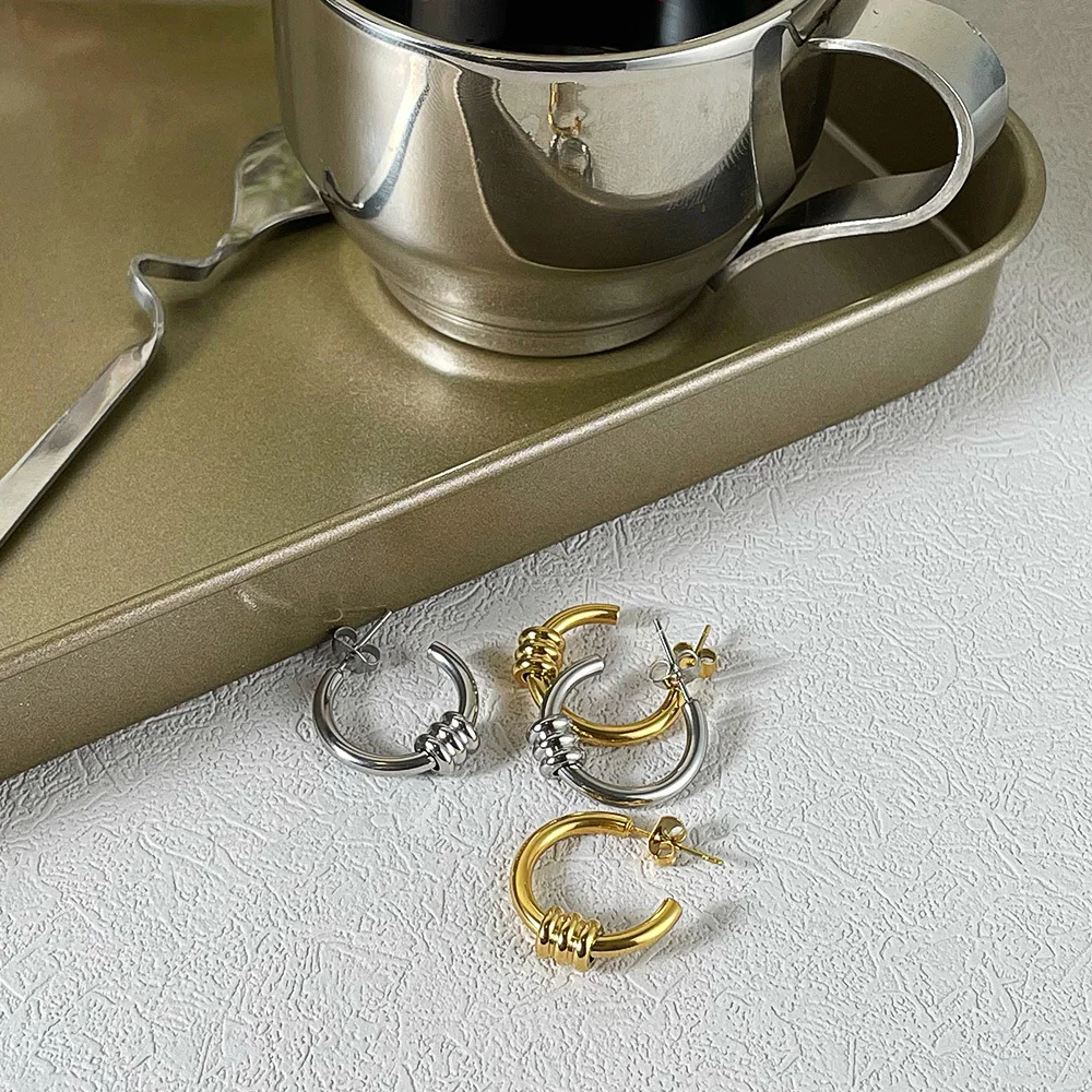 ENFASHION C Shape Earrings For Women Gold Color Stud Earring Stainless Steel Gift Fashion Jewelry Boucle Oreille Femme E211342