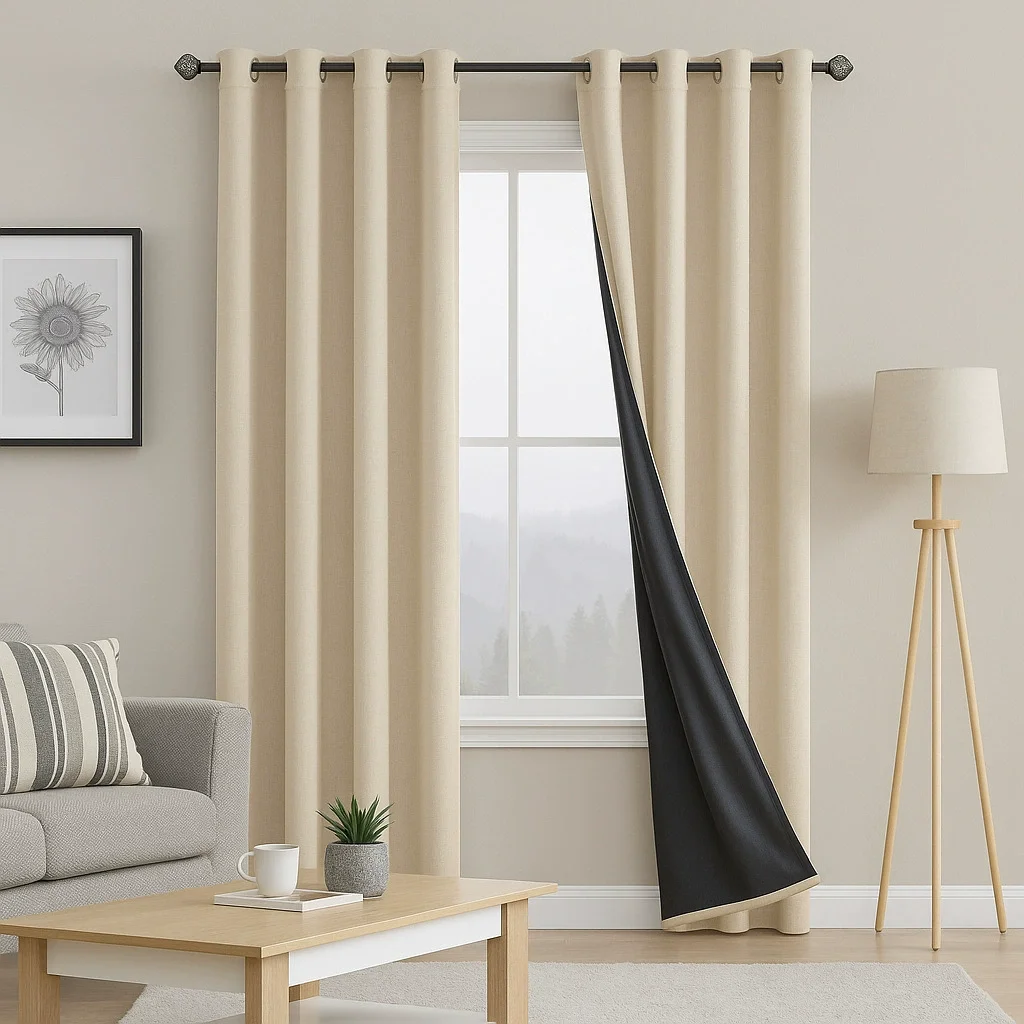 1pc Room Divider Heat Insulation 100% Blackout Curtains for Living Dining Room Bedroom Thermal Lining Protects Privacy Window