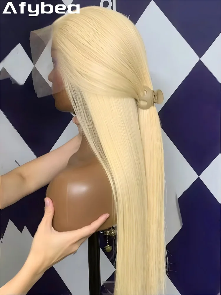 

613 Blonde Straight Human Hair Wigs Brazilian 13X6 Hd Transparent Lace Front Wig Pre Plucked With Baby Hair For Black Women 40In