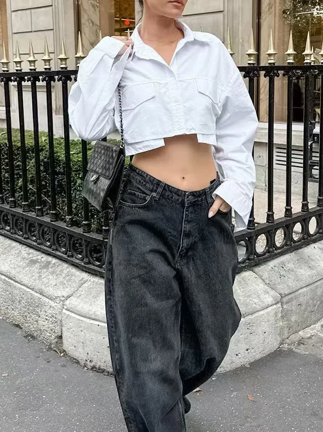 

Осенняя новинка: дышащий женский топ из чистого хлопка, приталенный, с декоративным краем, повседневный, модный, с длинными рукавами