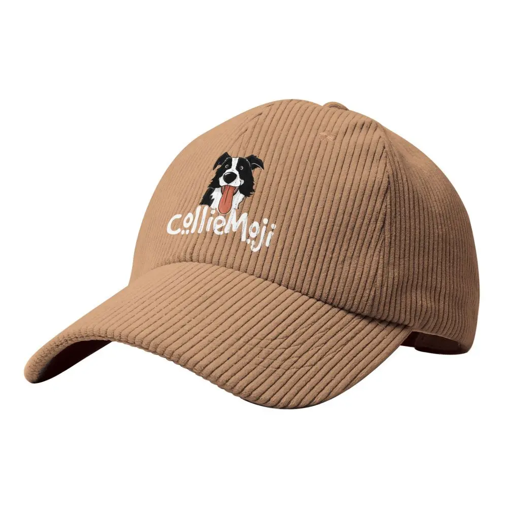 Border Collie Dog Moji Pattern Corduroy Baseball Cap Men Women Fashionable Trucker Caps Unisex Low Profile Adjustable Dad Hats