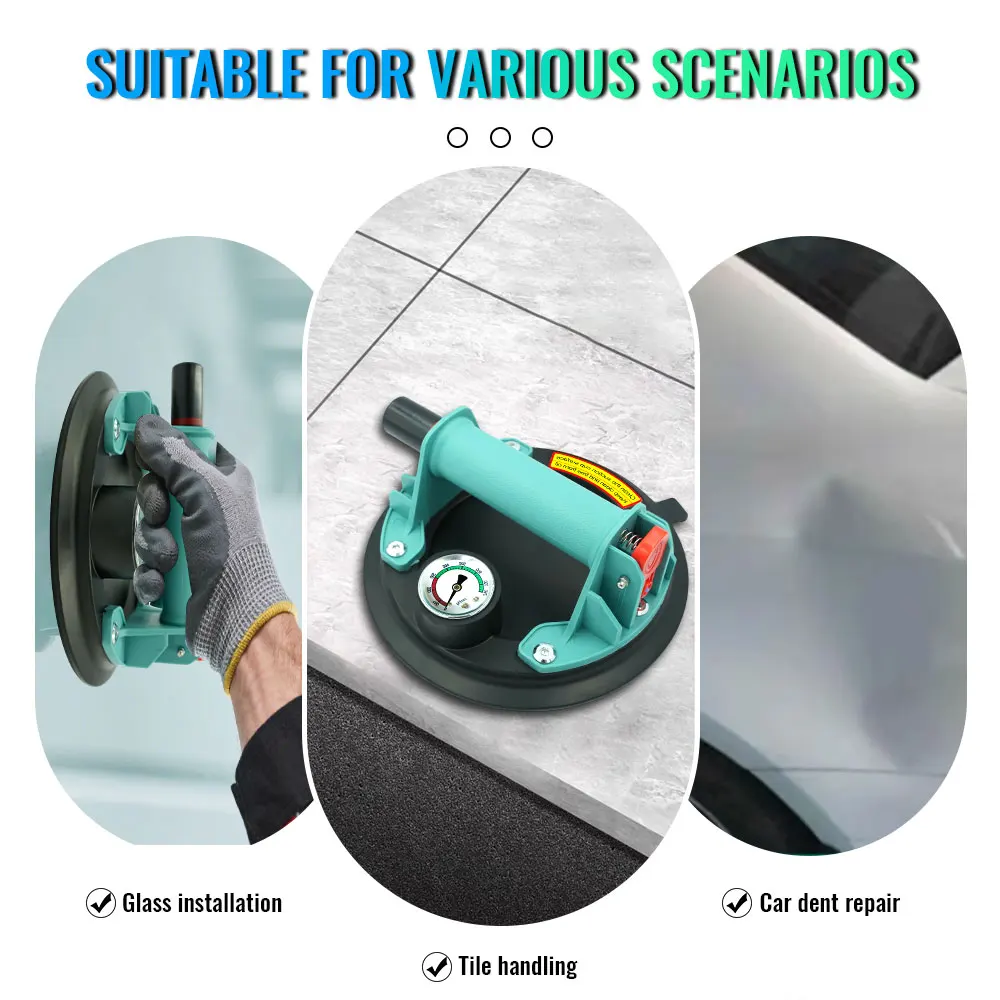 

8-дюймовая вакуумная присоска на 250 кг с манометром, сверхмощный вакуумный подъемник для керамической плитки, гранита и стекла