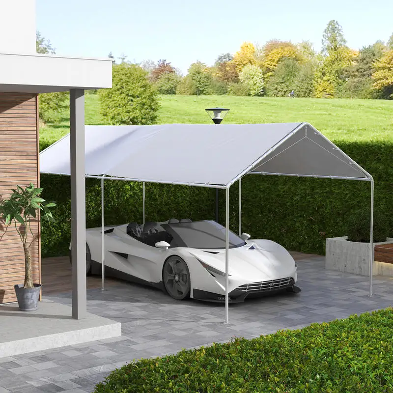 

Outsunny 10 x 20ft Carport Roof, UV Resistant Canopy Replacement Cover with Ball Bungee Cords, White